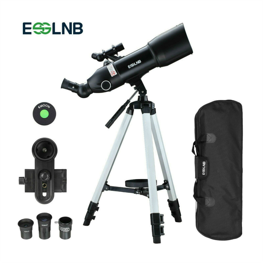 ESSLNB Telescopes for Adults Astronomy, 80mm Astronomical Travel Telescopes with Moon Filter, Erect Image, 10 Times Refractor, Tripod and Carrying Bag for Astronomy Beginners