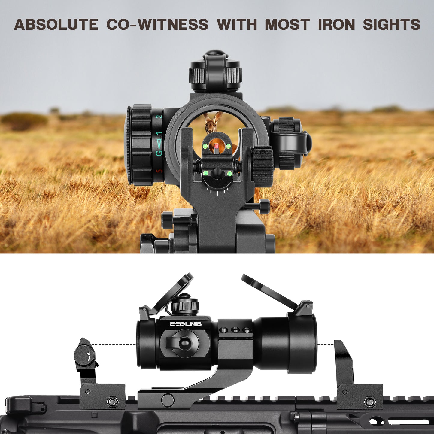 Red Dot Sight 5 Brightness Settings Rifle Scope with 20mm/22mm Weaver/Picatinny Rail Mount and Flip-Up Covers for Hunting