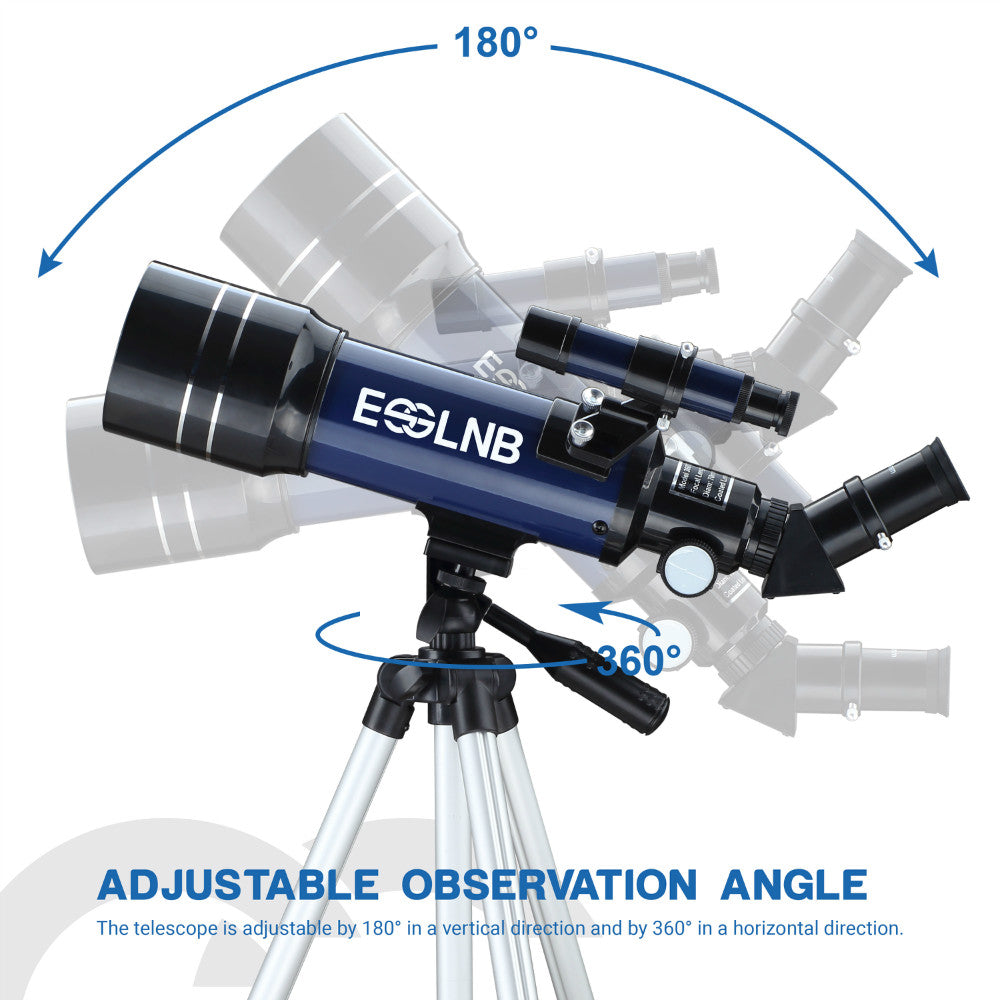 (15X-180X) Telescope for Adults, 70mm Aperture Refractor Telescopes for Astronomy Beginners, Portable Travel Telescope with Phone Adapter & Adjustable Tripod