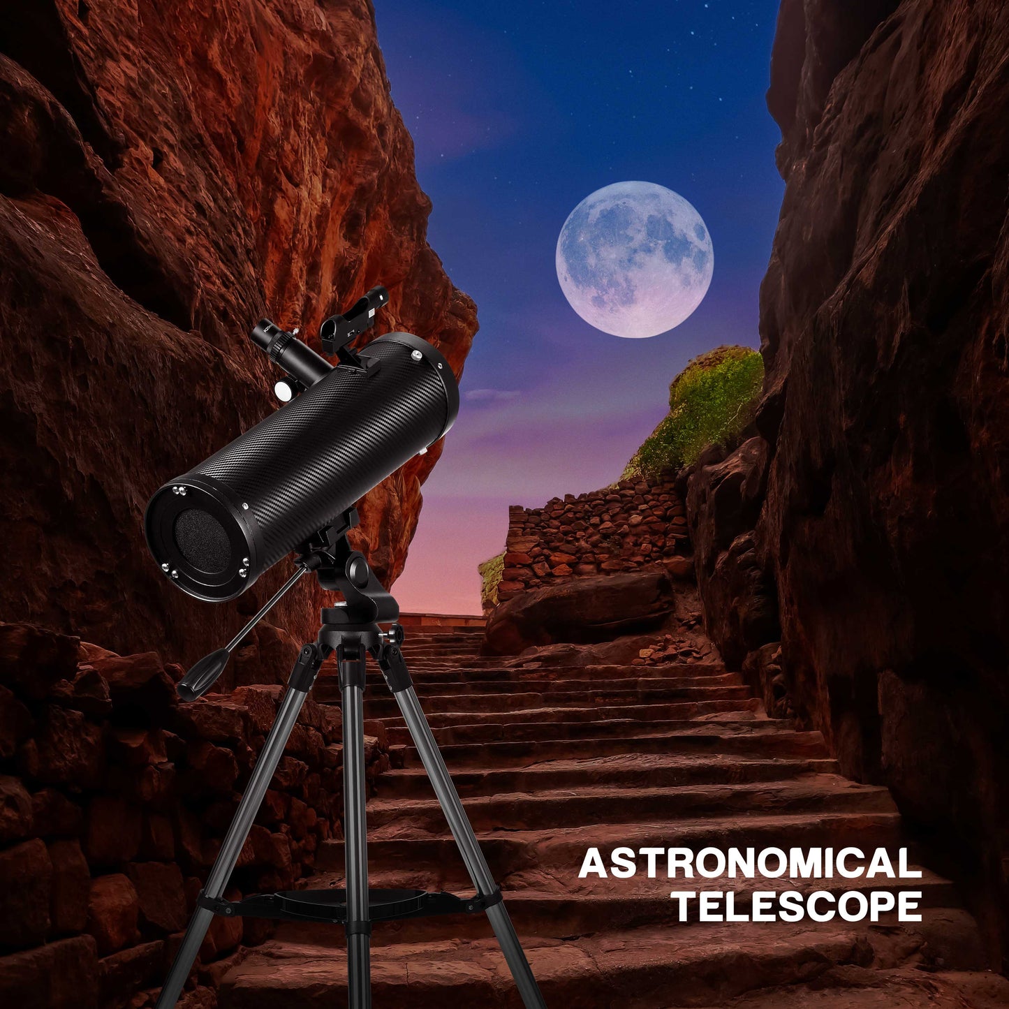 Astronomical Reflector Telescopes 114AZ Mount with Shutter Control and Steel Tripod 500mm Telescopes for Adults Astronomy Beginners with Phone Adapter 3X Barlow Lens and Moon Filter