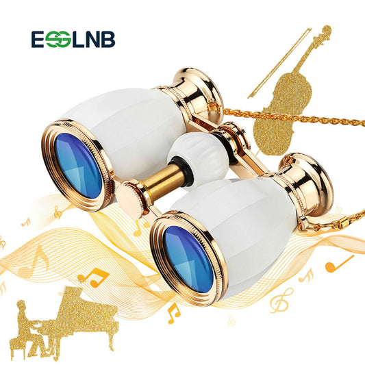 Opera Glasses Binoculars for Women Adults 4X30mm Theater Glasses Compact Binoculars for Theater and Concerts Antique Binoculars with Case Removable Chain White
