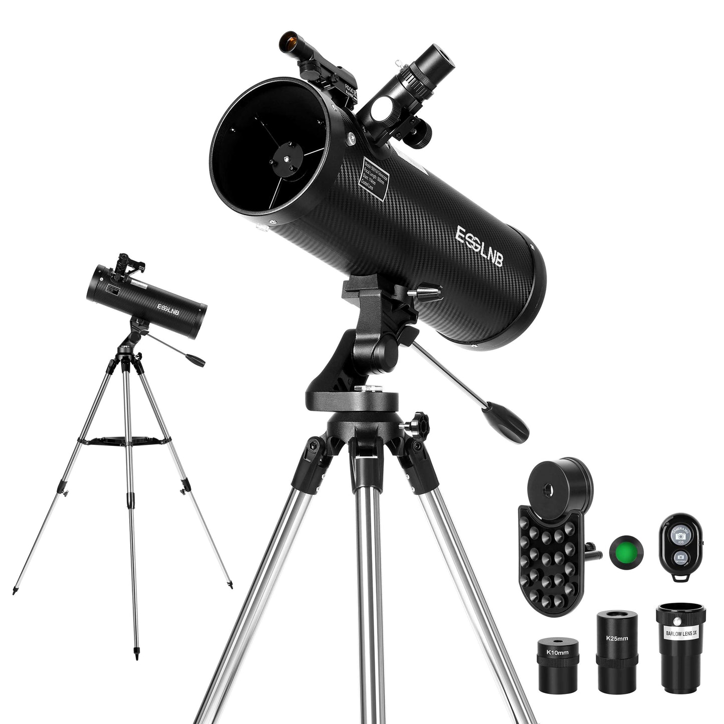 Astronomical Reflector Telescopes 114AZ Mount with Shutter Control and Steel Tripod 500mm Telescopes for Adults Astronomy Beginners with Phone Adapter 3X Barlow Lens and Moon Filter