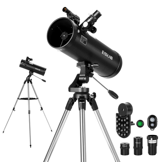 Astronomical Reflector Telescopes 114AZ Mount with Shutter Control and Steel Tripod 500mm Telescopes for Adults Astronomy Beginners with Phone Adapter 3X Barlow Lens and Moon Filter