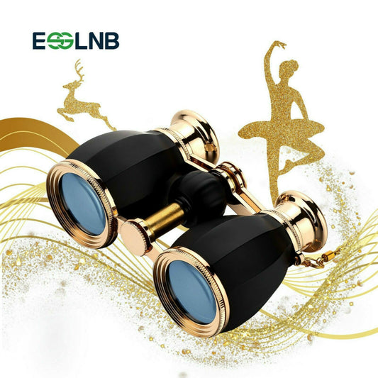 Opera Glasses Binoculars for Women Adults 4X30mm Theater Glasses Compact Binoculars for Theater and Concerts Antique Binoculars with Case Removable Chain (Black)