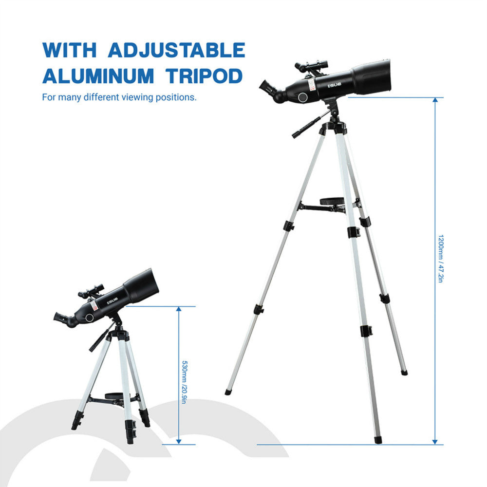 ESSLNB Telescopes for Adults Astronomy, 80mm Astronomical Travel Telescopes with Moon Filter, Erect Image, 10 Times Refractor, Tripod and Carrying Bag for Astronomy Beginners
