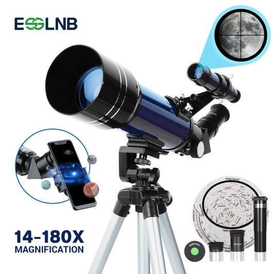 (15X-180X) Telescope for Adults, 70mm Aperture Refractor Telescopes  for Astronomy Beginners, Portable Travel Telescope with Phone Adapter & Adjustable Tripod
