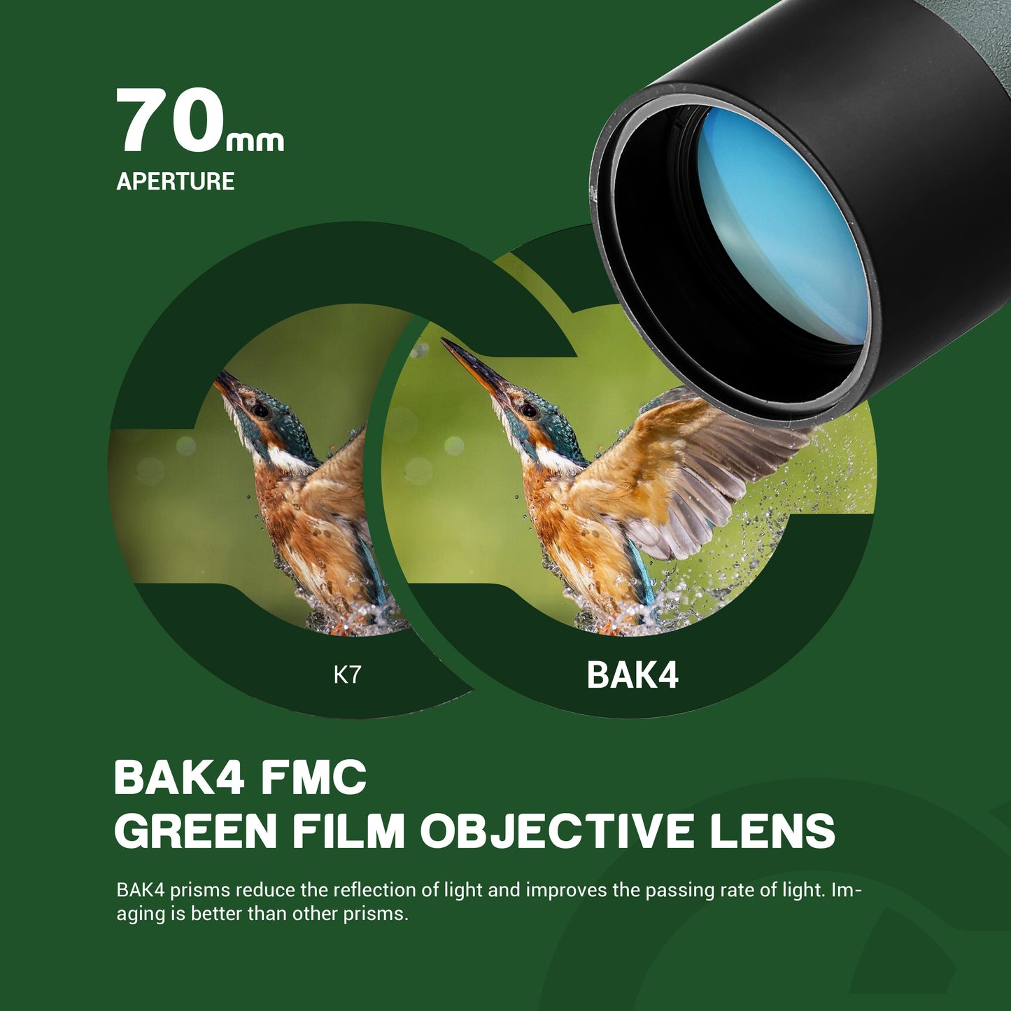 Spotting Scope with Tripod Phone Adapter 25-75 X 70 BAK4 Monocular Telescope Waterproof Compact Spotting Scopes for Target Shooting Hunting Bird Watching