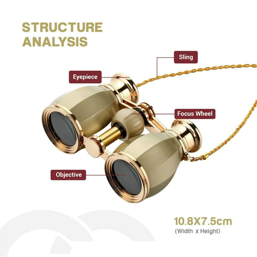 4X30mm Opera Glasses Binoculars, Theatre Glasses Compact Binoculars Concerts Antique Binoculars for Women Adults with Removable Chain & Case
