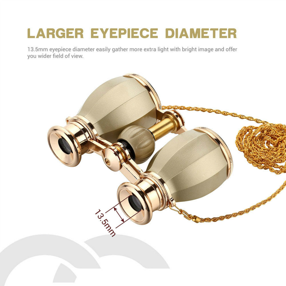 4X30mm Opera Glasses Binoculars, Theatre Glasses Compact Binoculars Concerts Antique Binoculars for Women Adults with Removable Chain & Case