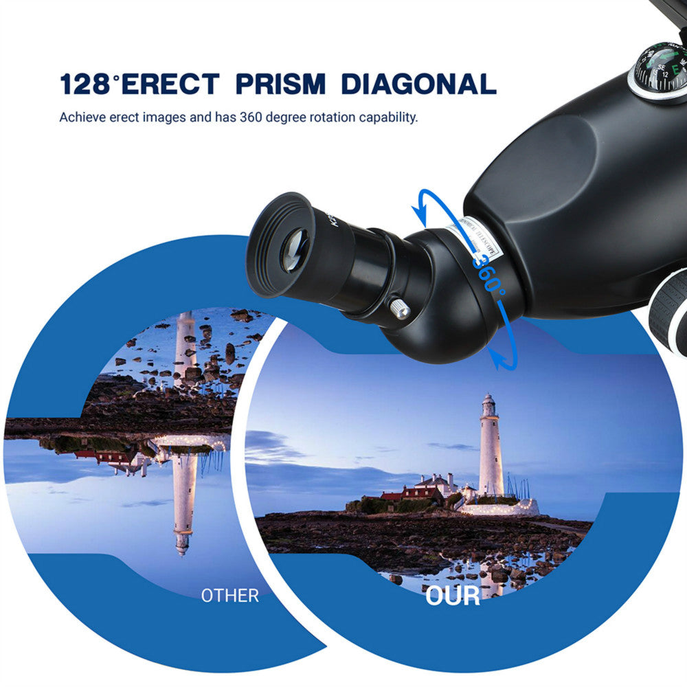 ESSLNB Telescopes for Adults Astronomy, 80mm Astronomical Travel Telescopes with Moon Filter, Erect Image, 10 Times Refractor, Tripod and Carrying Bag for Astronomy Beginners