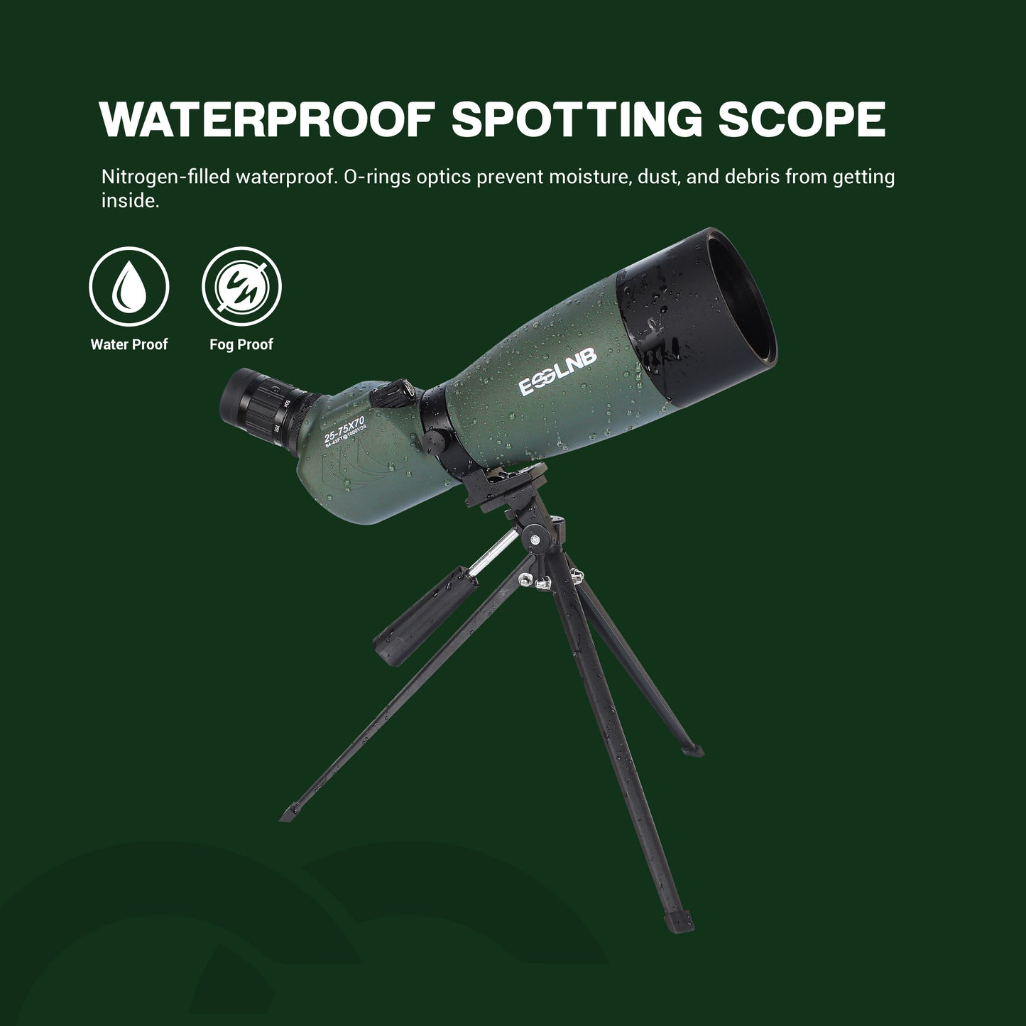 Spotting Scope with Tripod Phone Adapter 25-75 X 70 BAK4 Monocular Telescope Waterproof Compact Spotting Scopes for Target Shooting Hunting Bird Watching