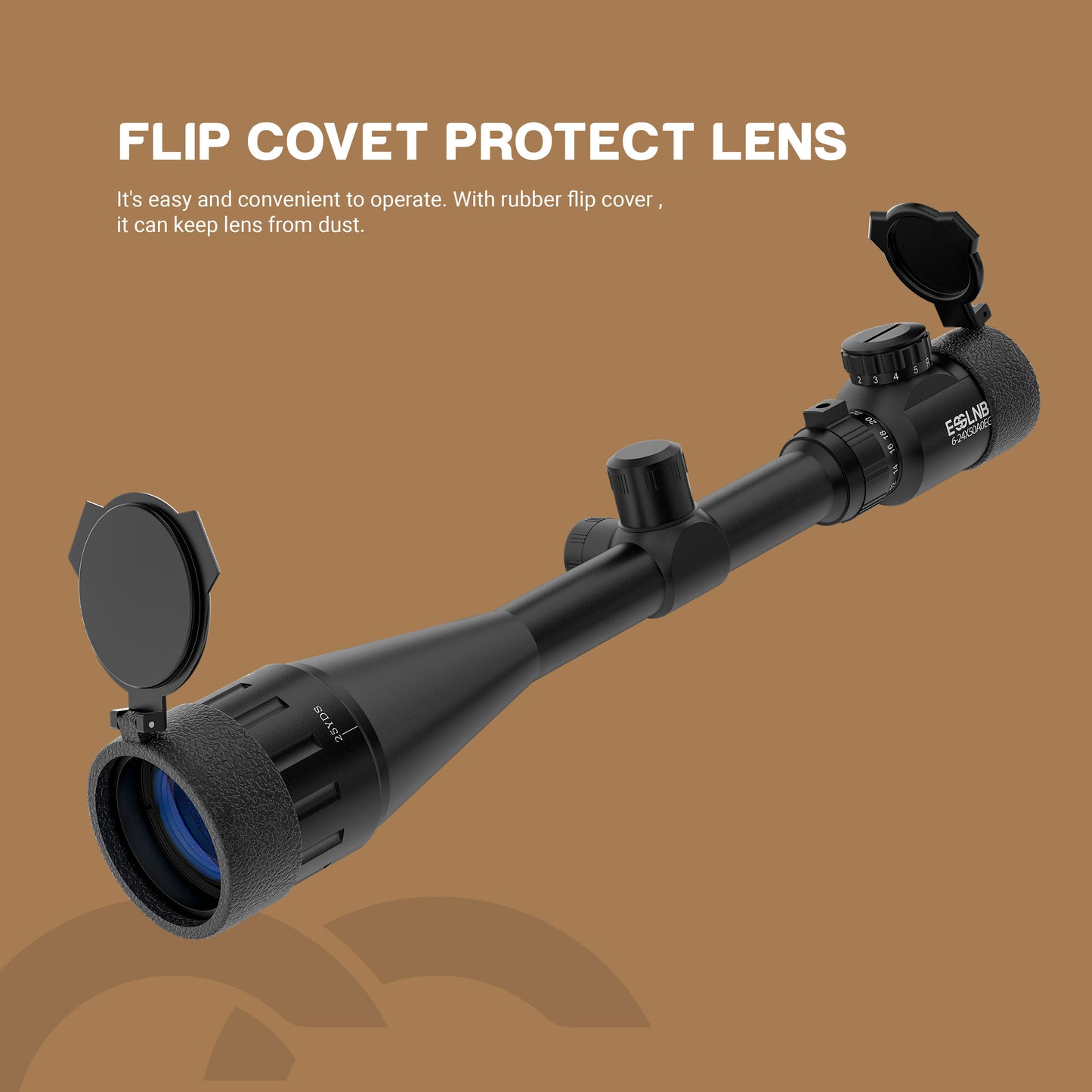 Air Rifle Scope 6-24x50 Rifle Scopes with Mil-Dot Rangefinder AOEG 5 Brightness Settings with 20mm/22mm Picatinny Rail Mount and Covers for Hunting