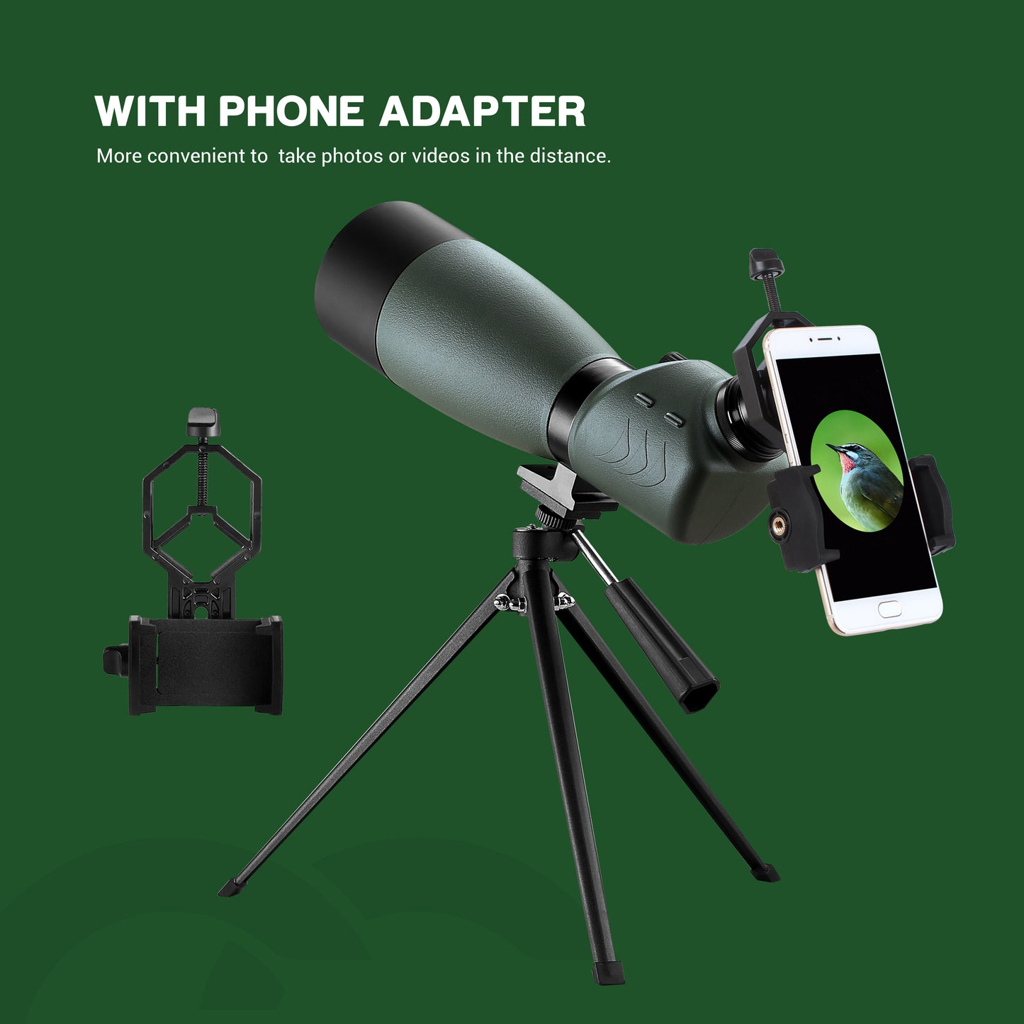 Spotting Scope with Tripod Phone Adapter 25-75 X 70 BAK4 Monocular Telescope Waterproof Compact Spotting Scopes for Target Shooting Hunting Bird Watching
