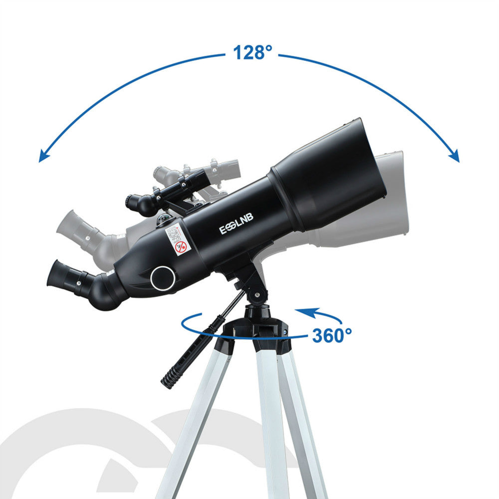 ESSLNB Telescopes for Adults Astronomy, 80mm Astronomical Travel Telescopes with Moon Filter, Erect Image, 10 Times Refractor, Tripod and Carrying Bag for Astronomy Beginners