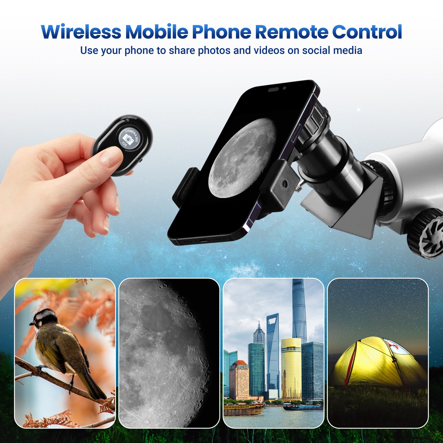 Telescope for Adults, 80mm Aperture 700mm Astronomy Telescopes for Beginners, High Transmission Travel Professional Refractor Telescope with Stargazing APP Wireless Remote Phone Adapter